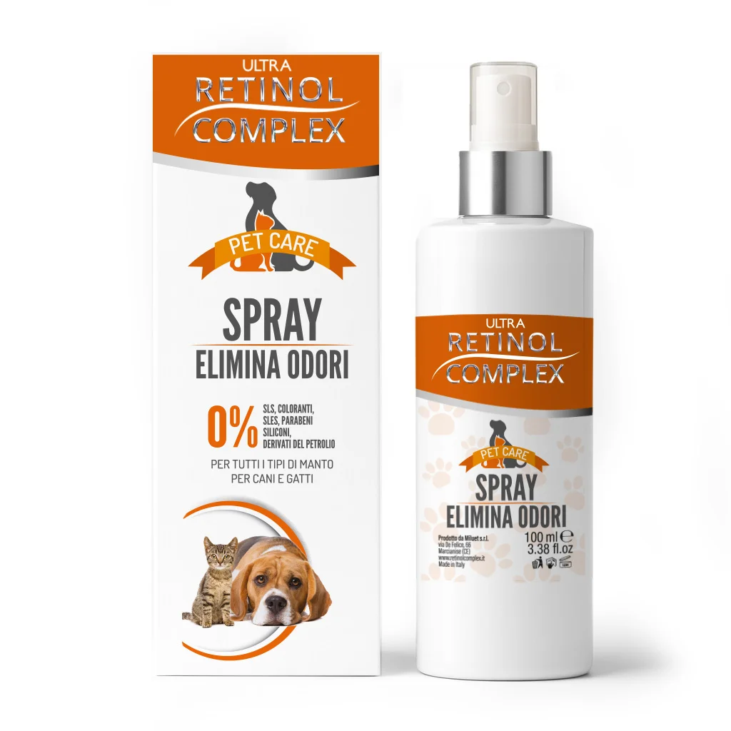 SPRAY ELIMINA OLORES PARA MASCOTAS 100ML – RETINOL COMPLEX